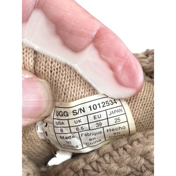 UGG womens Tan Knit Classic Cardy Suede Boots Size 8 SKU8113 - Picture 10 of 11